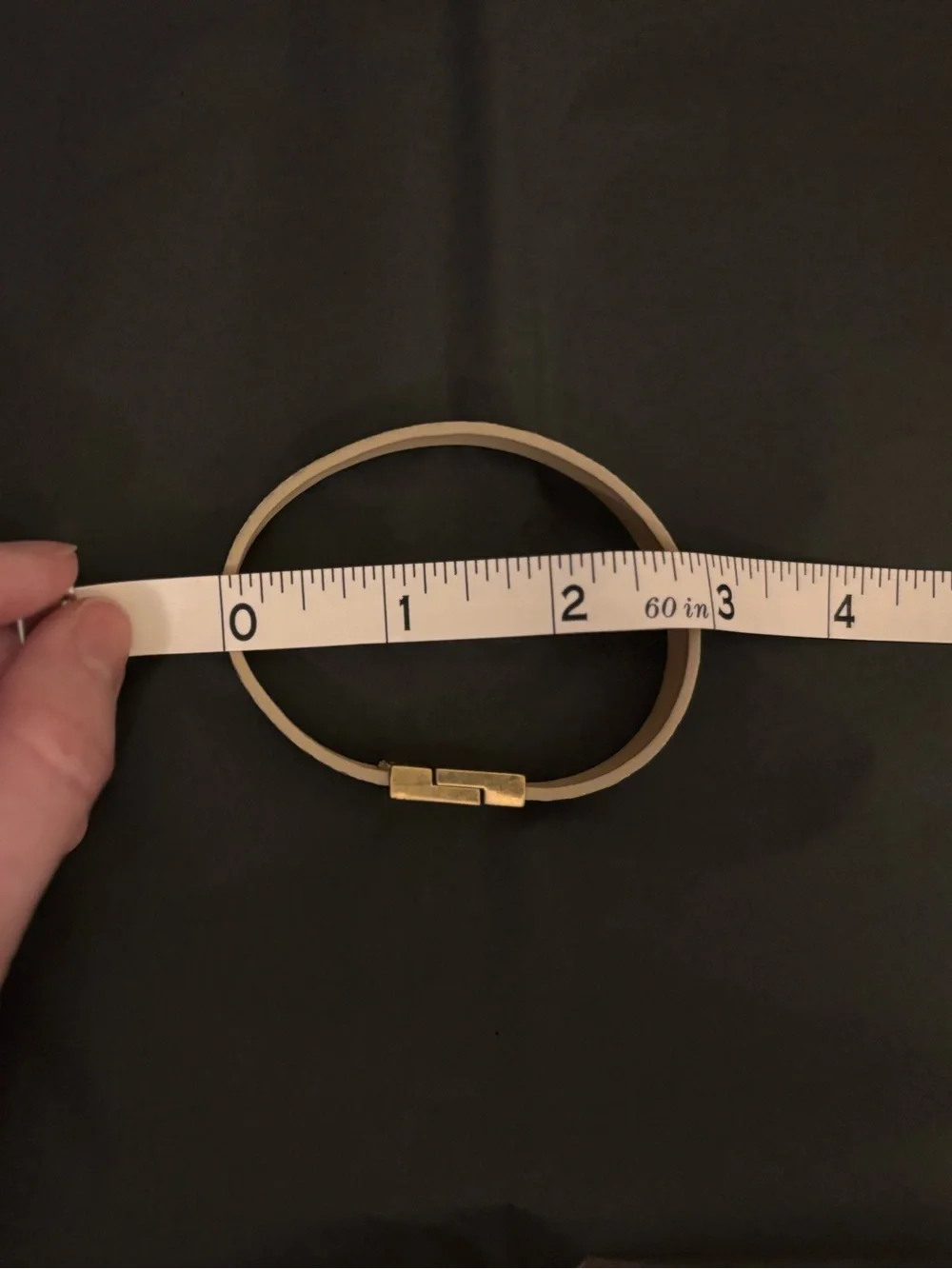 Taupe Textured Leather Bracelet with Gold Magnetic Clasp